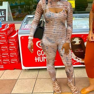 Formfitting two piece catsuit